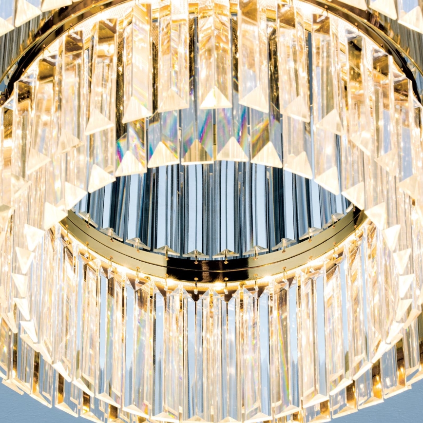 LED Pritemdomi krištoliniai lubiniai šviestuvai PRISM LED/80W/230V diametras 55 cm 24K auksas