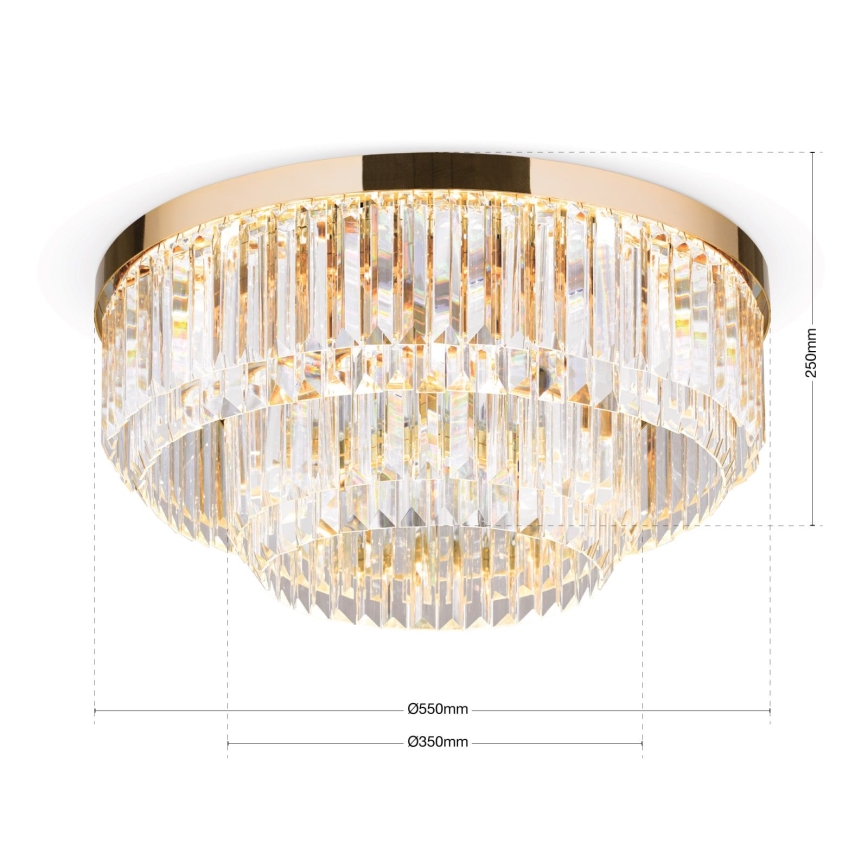 LED Pritemdomi krištoliniai lubiniai šviestuvai PRISM LED/80W/230V diametras 55 cm 24K auksas
