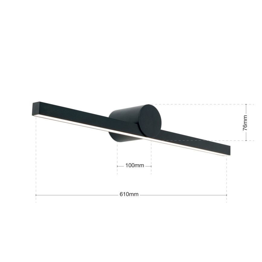 LED vonios veidrodžio apšvietimas BEAUTY LED/12W/230V 61 cm IP54 juoda