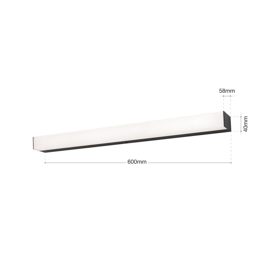 LED vonios veidrodžio apšvietimas HORIZON LED/12W/230V 3000/4000K 60 cm IP44 juoda