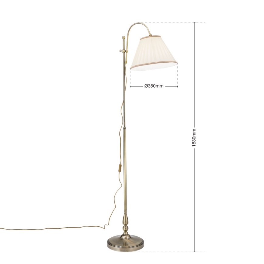 Toršeras TONIA 1xE27/60W/230V 183 cm balta/bronza