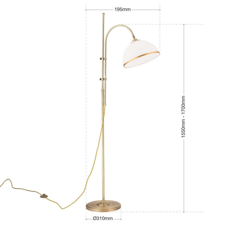 Toršeras OLD LAMP 1xE27/40W/230V balta/žalvaris