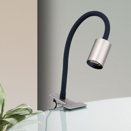 LED Lankstus Stalinis šviestuvas su segtuku KURT LED/5W/230V sidabras