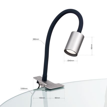 LED Lankstus Stalinis šviestuvas su segtuku KURT LED/5W/230V sidabras