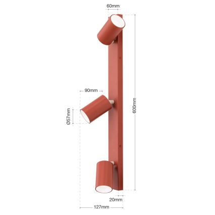 Taškinis šviestuvas PENN 3xGU10/13W/230V plytų spalvos