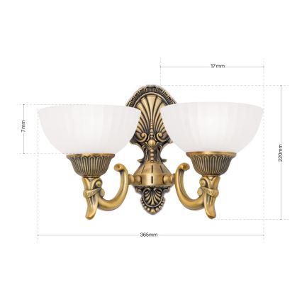 Sieninis šviestuvas ROCCA 2xE27/60W/230V bronza/balta