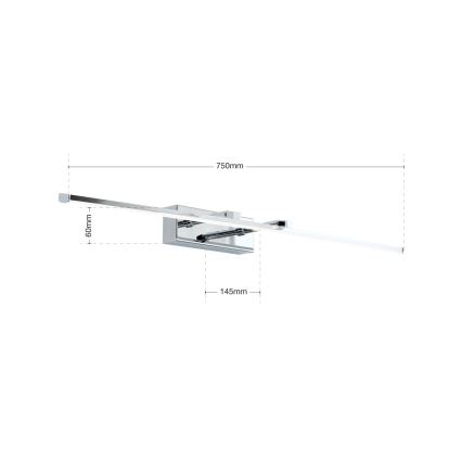 LED paveiklo šviestuvas PUBLIO LED/15W/230V 75 cm blizgus chromas