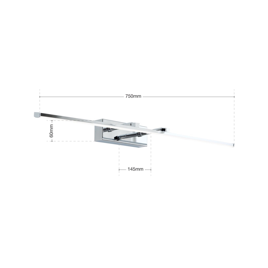 LED paveiklo šviestuvas PUBLIO LED/15W/230V 75 cm blizgus chromas