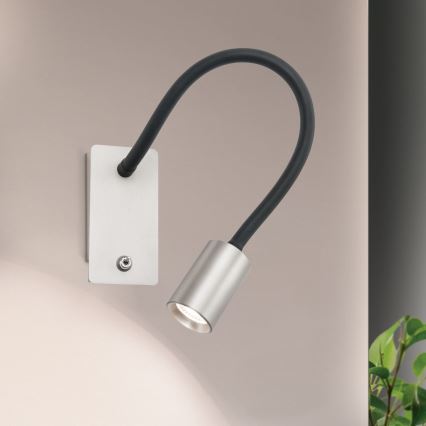 LED Lankstus mažas siena lempa KURT LED/5W/230V sidabras