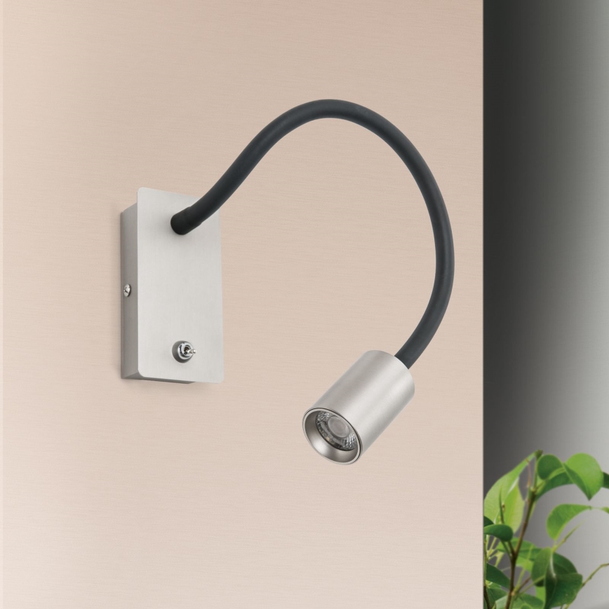 LED Lankstus mažas siena lempa KURT LED/5W/230V sidabras