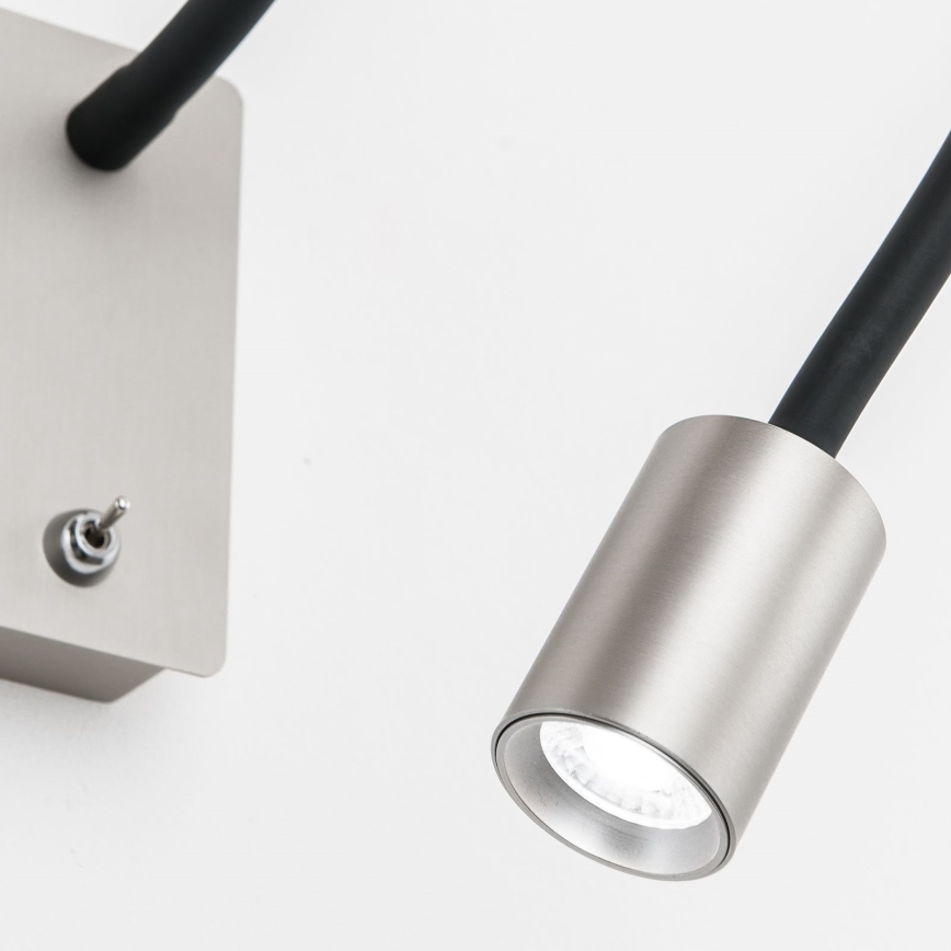 LED Lankstus mažas siena lempa KURT LED/5W/230V sidabras