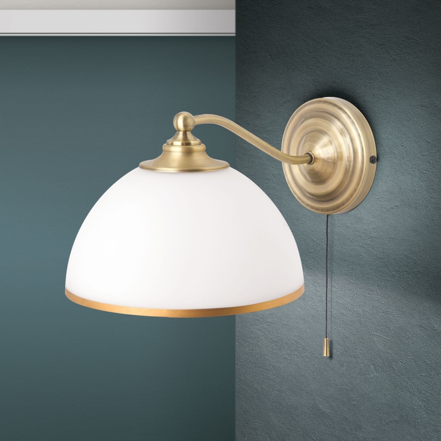 Sieninis šviestuvas OLD LAMP 1xE27/40W/230V balta/žalvaris