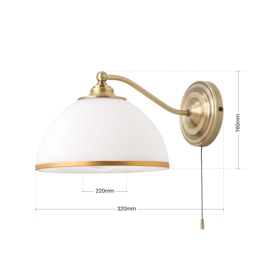 Sieninis šviestuvas OLD LAMP 1xE27/40W/230V balta/žalvaris