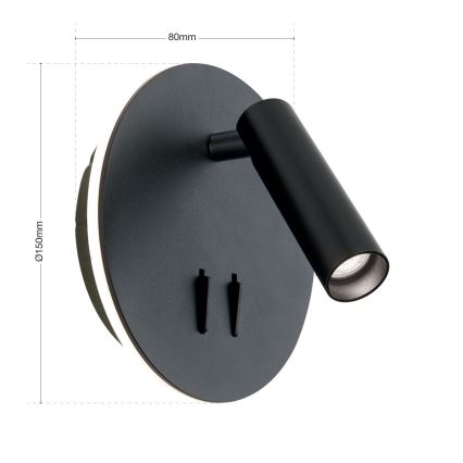 LED sieninis akcentinis šviestuvas LENNY LED/6W/230V + LED/3W juoda