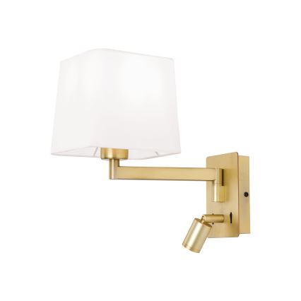LED sieninis šviestuvas CARLTON 1xE27/40W/230V + LED/3W balta/auksas