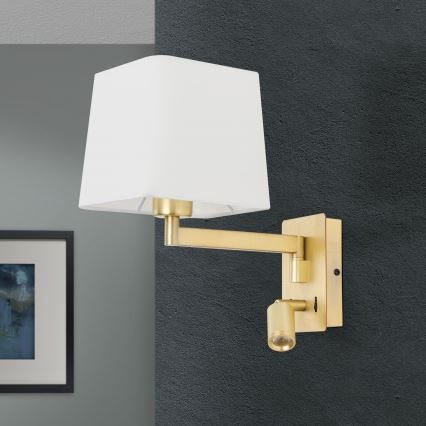 LED sieninis šviestuvas CARLTON 1xE27/40W/230V + LED/3W balta/auksas