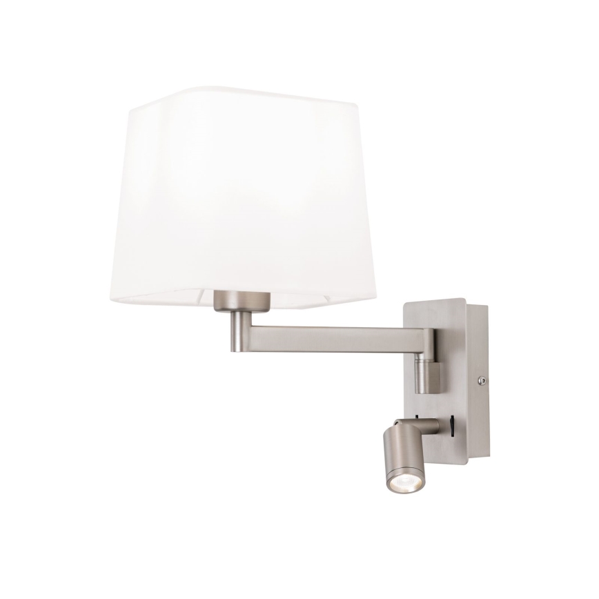 LED sieninis šviestuvas CARLTON 1xE27/40W/230V + LED/3W balta/matinis chromas
