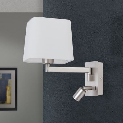 LED sieninis šviestuvas CARLTON 1xE27/40W/230V + LED/3W balta/matinis chromas