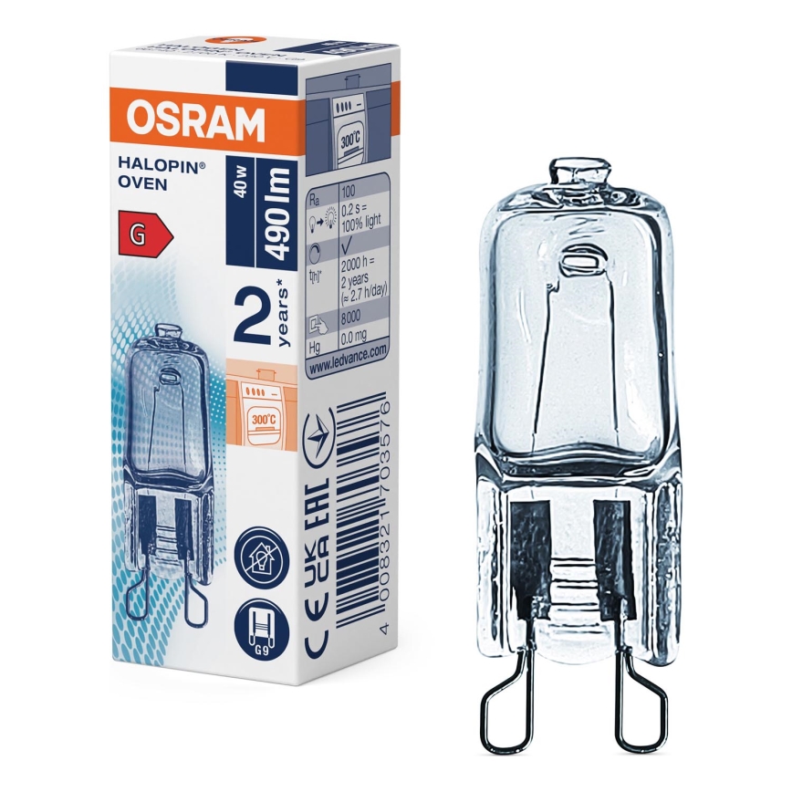 Orkaitės lemputė HALOPIN G9/40W/230V 2700K - Osram
