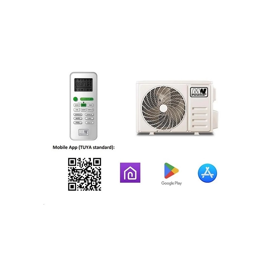 Oro kondicionierius 09K V1 2,6 kW Wi‑Fi Tuya baltas + nuotolinio valdymo pultas