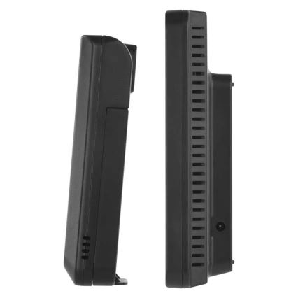 Orų stotelė su spalvotu LCD ekranu ir žadintuvu 5V 3xAAA + 2xAA juoda