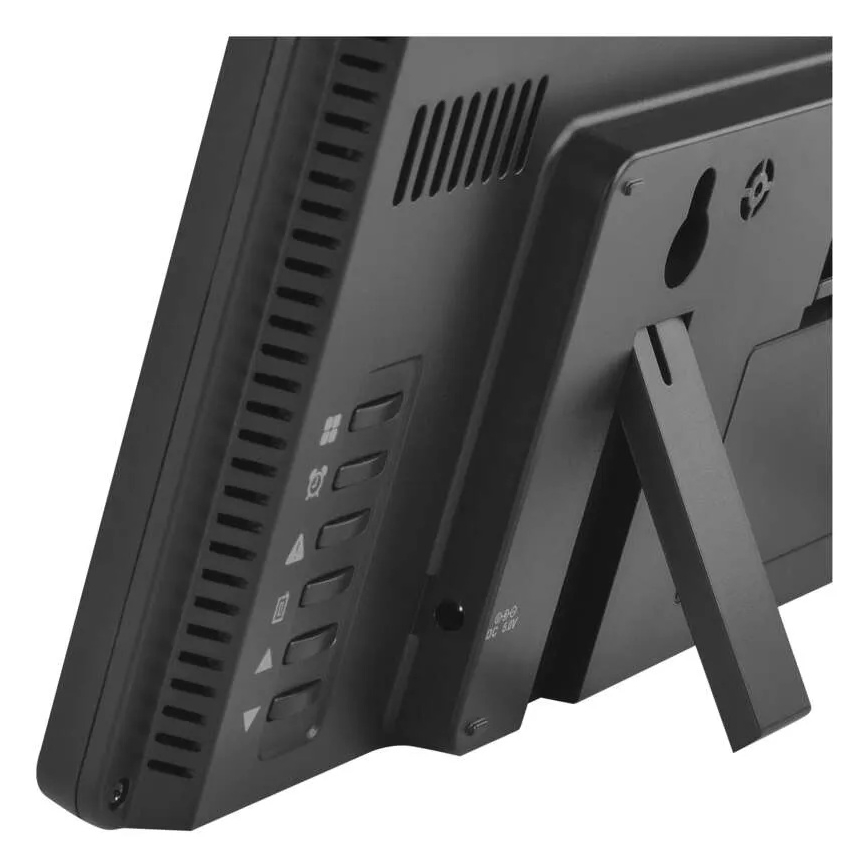 Orų stotelė su spalvotu LCD ekranu ir žadintuvu 5V 3xAAA + 2xAA juoda