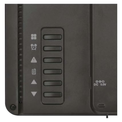 Orų stotelė su spalvotu LCD ekranu ir žadintuvu 5V 3xAAA + 2xAA juoda