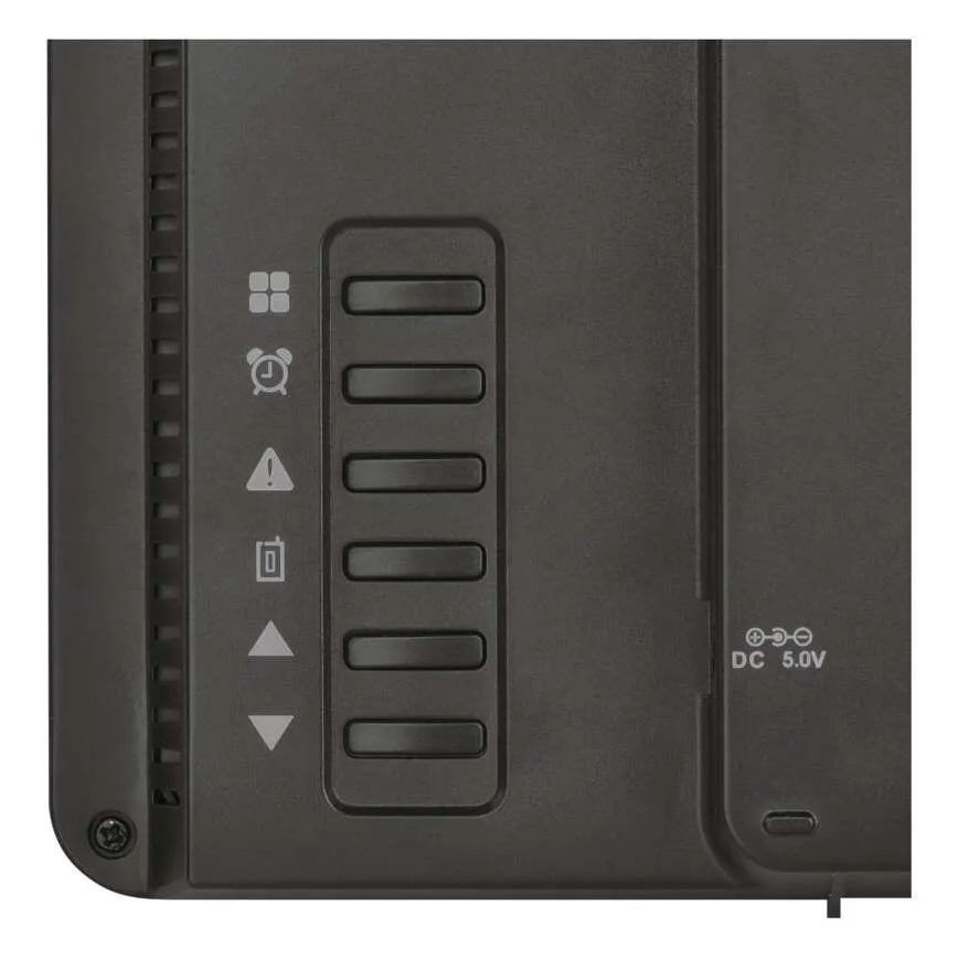 Orų stotelė su spalvotu LCD ekranu ir žadintuvu 5V 3xAAA + 2xAA juoda