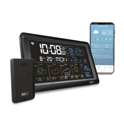 Orų stotis su LCD ekranu GoSmart 230V/3xAAA + 2×AAA Wi-Fi Tuya juoda