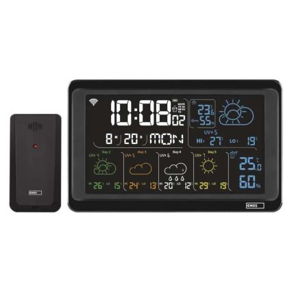 Orų stotis su LCD ekranu GoSmart 230V/3xAAA + 2×AAA Wi-Fi Tuya juoda