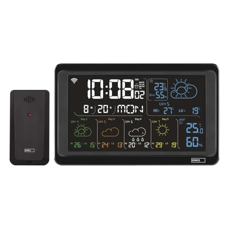 Orų stotis su LCD ekranu GoSmart 230V/3xAAA + 2×AAA Wi-Fi Tuya juoda