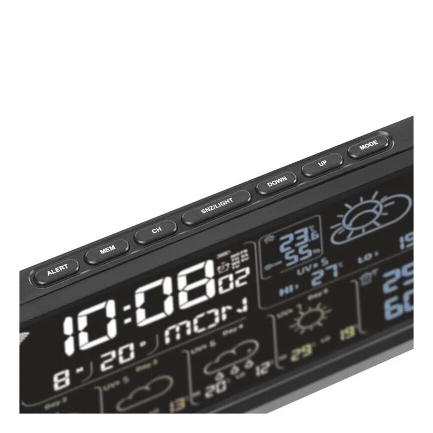 Orų stotis su LCD ekranu GoSmart 230V/3xAAA + 2×AAA Wi-Fi Tuya juoda