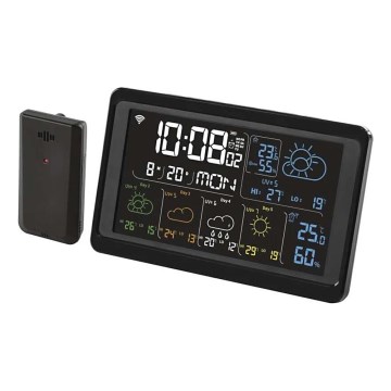 Orų stotis su LCD ekranu GoSmart 5/230V + 3xAAA Wi-Fi Tuya juoda