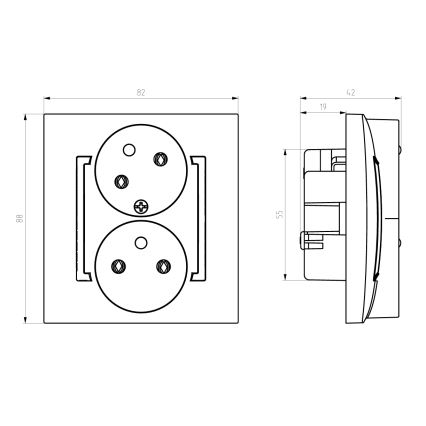 Ospel - dviguba namų kištukinė rozetė su rėmeliu 230V ARIA balta