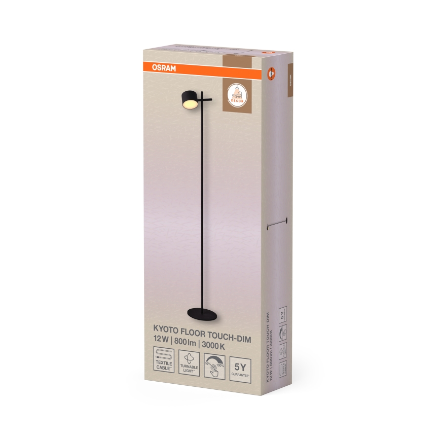 Osram - reguliuojamas lietimu valdomas grindinis LED šviestuvas DECOR KYOTO LED/12W/230V CRI 90 juodas