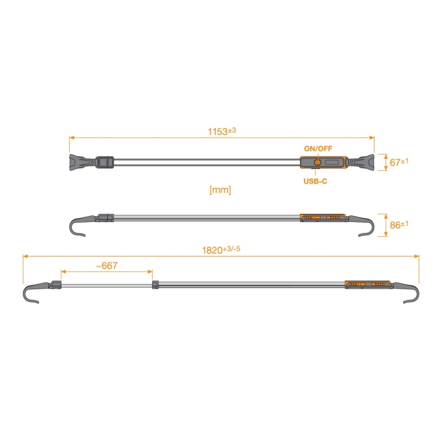 Osram - LED reguliuojamo ryškumo įkraunamas apžiūros žibintas LEDINSPECT UNDERBONNET LED/16W/3,7V IP65 4400 mAh