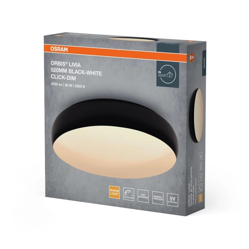 Osram - dimeriuojamas LED lubinis šviestuvas ORBIS LIVIA LED/36W/230V skersmuo 52 cm juodas/baltas