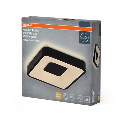 Osram - Dimeriuojamas LED lubinis šviestuvas ORBIS PIANA LED/16W/230V 29x29 cm juodas