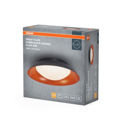 Osram - reguliuojamas LED lubinis šviestuvas ORBIS PLATE LED/19W/230V skersmuo 31 cm oranžinė/juoda