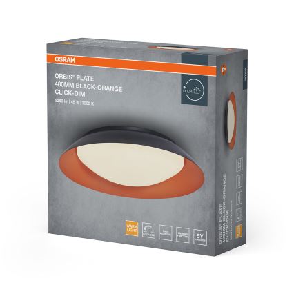 Osram - reguliuojamo ryškumo LED lubinis šviestuvas ORBIS PLATE LED/45W/230V, skersmuo 48 cm, oranžinė/juoda