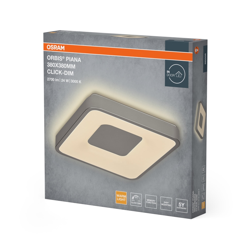 Osram - LED Dimeriuojamas lubinis šviestuvas ORBIS PIANA LED/24W/230V 38x38 cm sidabrinis