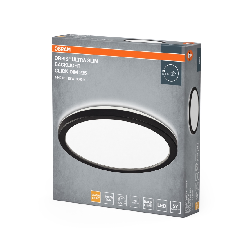 Osram - dimeriuojamas LED lubinis šviestuvas ORBIS ULTRA SLIM LED/15W/230V 3000K, Ø 23,5 cm, juodas