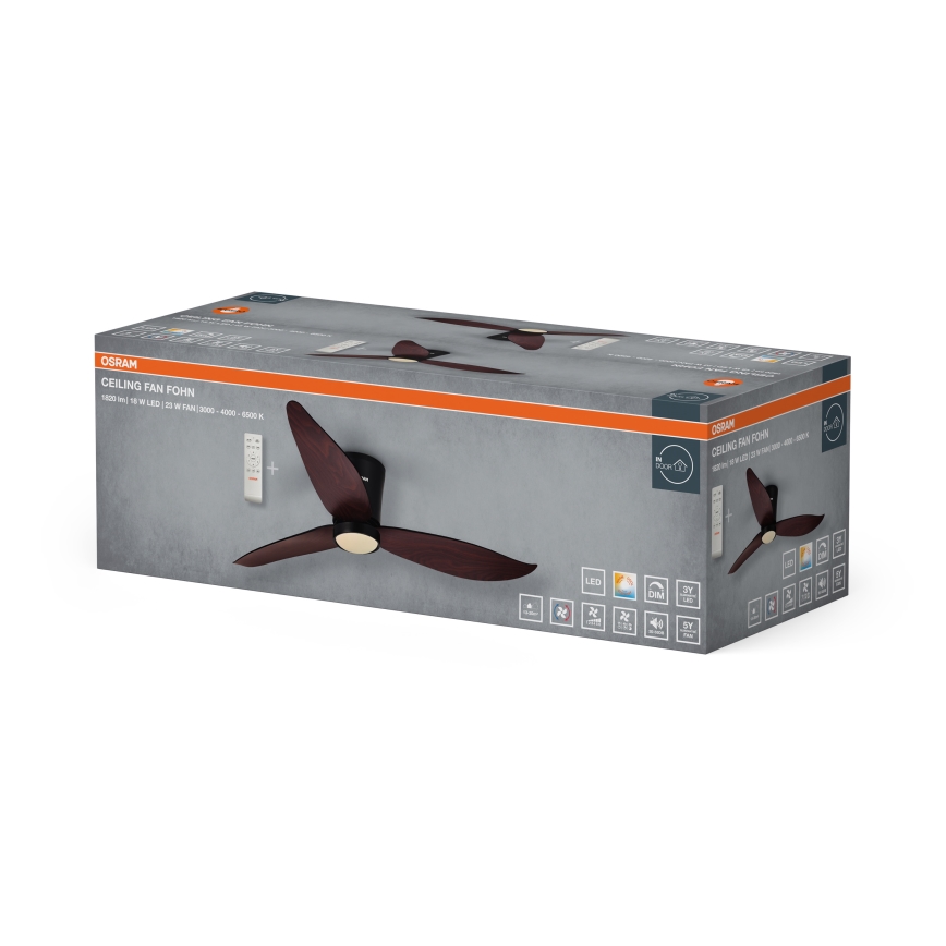 Osram - dimeriuojamas LED lubų ventiliatorius FOHN LED/18W/230V 3000/4000/6500K + nuotolinis valdymas