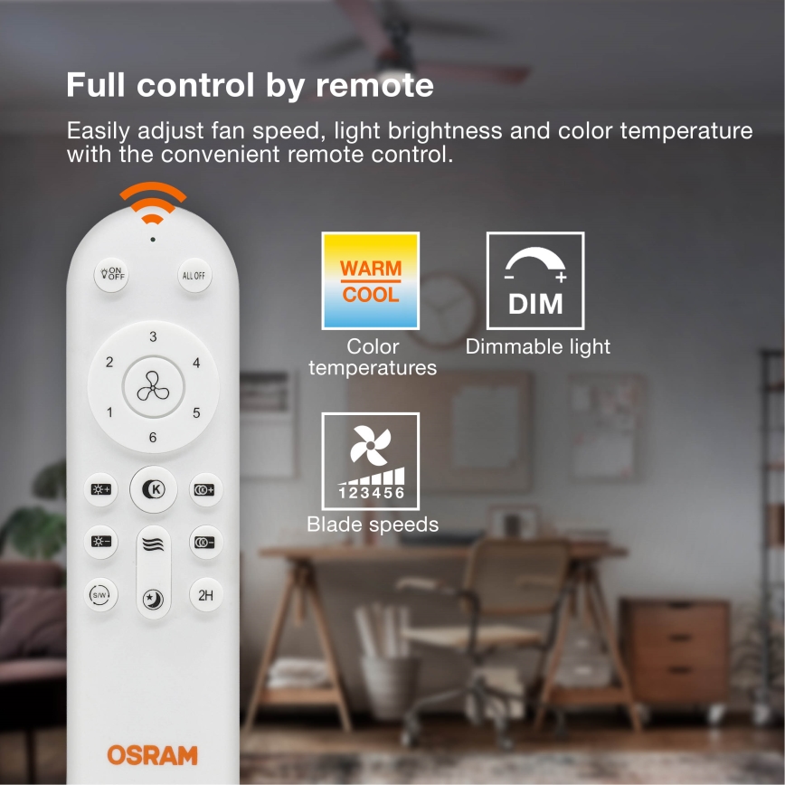 Osram - Dimeriuojamas lubinis šviestuvas su ventiliatoriumi SOLANO LED/26W/230V 3000/4000/6500K + nuotolinis valdymas