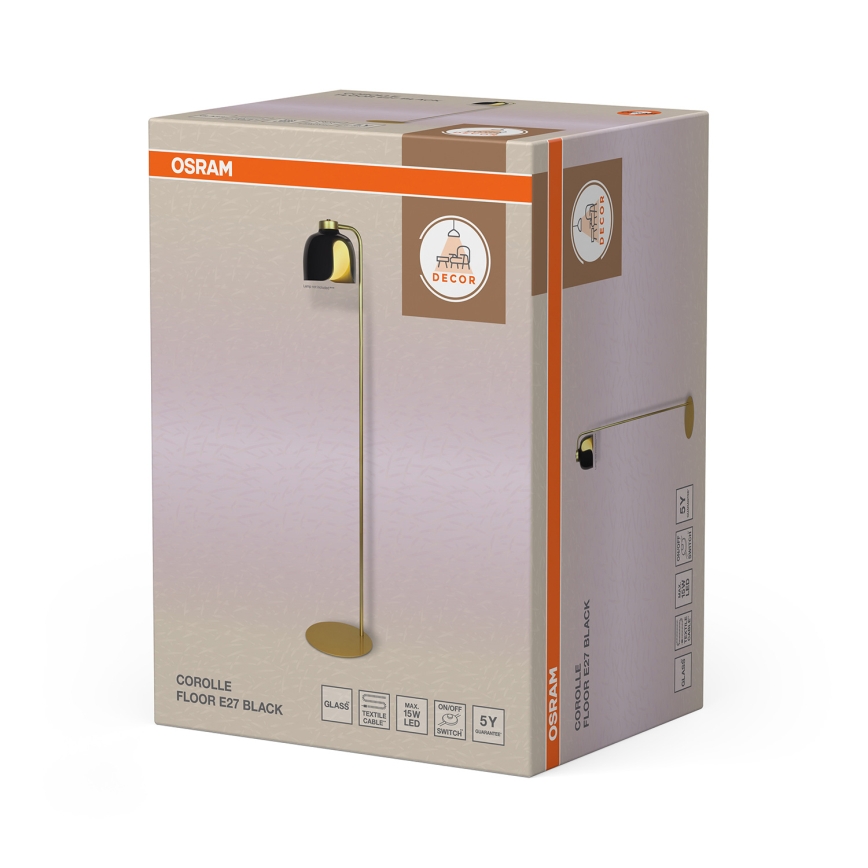 Osram - grindų lempa DECOR COROLLE 1xE27/15W/230V juoda/auksinė