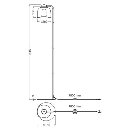 Osram - grindų lempa DECOR COROLLE 1xE27/15W/230V juoda/auksinė