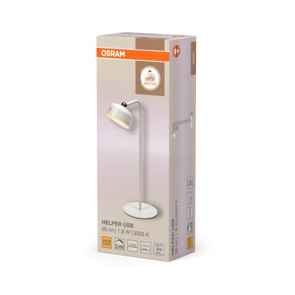 Osram - įkraunama, reguliuojamo ryškumo stalinė LED lempa 3 viename DECOR HELPER LED/1,8W/5V balta