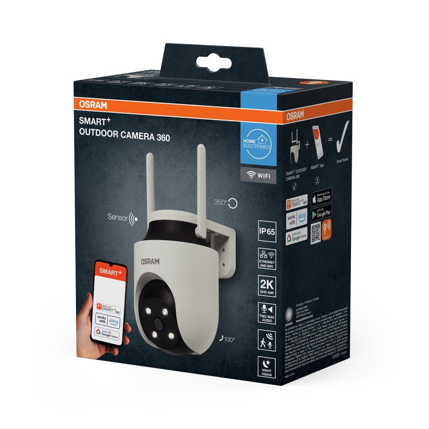 Osram - Išmanioji 360° lauko kamera su 2K jutikliu SMART+ 230V IP67 Wi-Fi