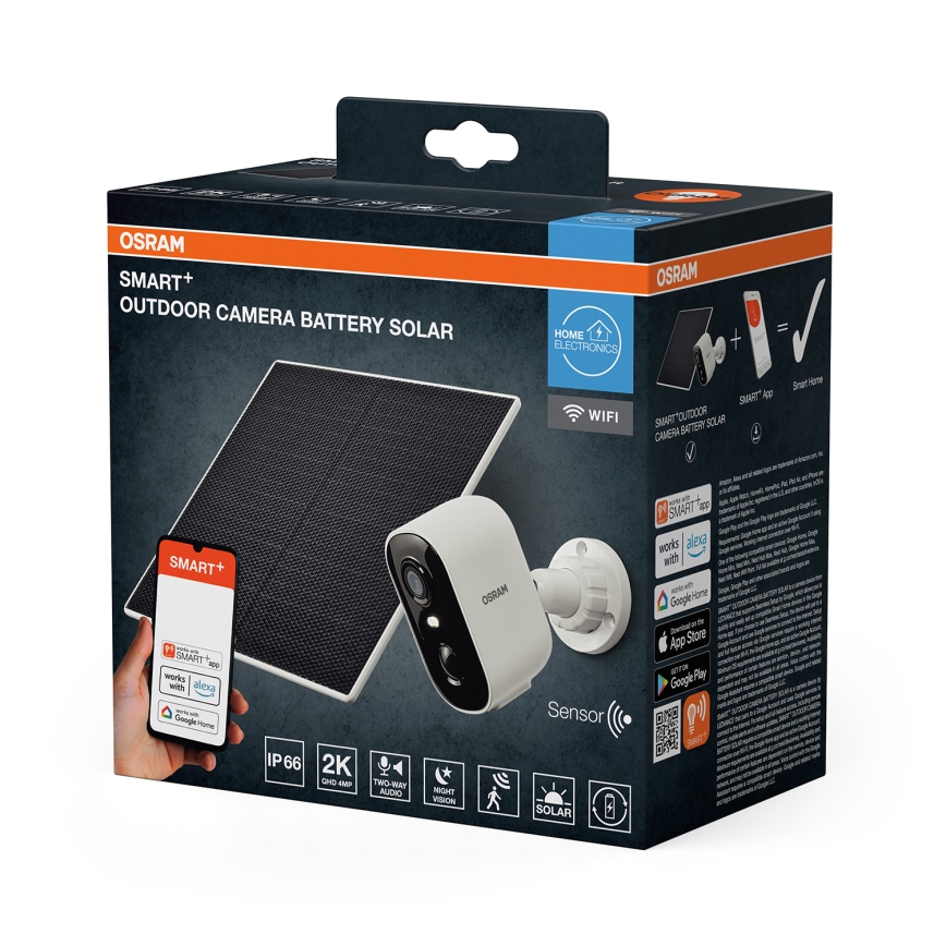 Osram - Išmanioji saulės lauko kamera su 2K jutikliu SMART+ 5V 5200 mAh IP66 Wi-Fi
