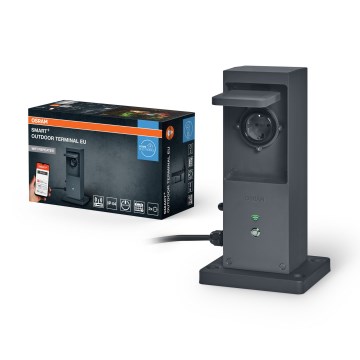Osram - Išmanus lauko lizdų stulpelis su 2x SCHUKO lizdais ir Wi-Fi kartotuvu, IP44